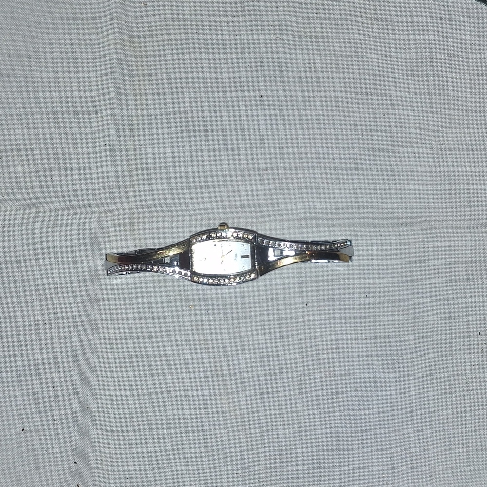 Elegant Silver Watch with Crystal Accents